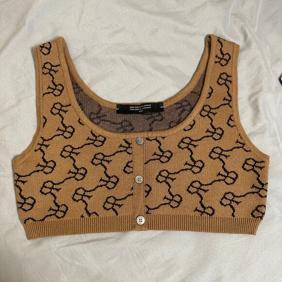 ROKH Logo Crop Tank Bra Top Size Large Brown Black - Picture 6 of 11